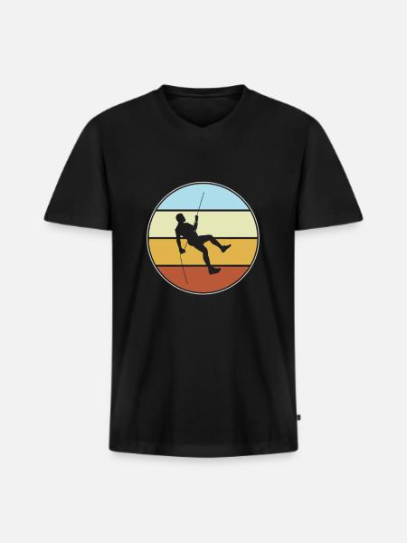 Climbing Retro - Men's Premium Organic T-shirt with V-neck - black