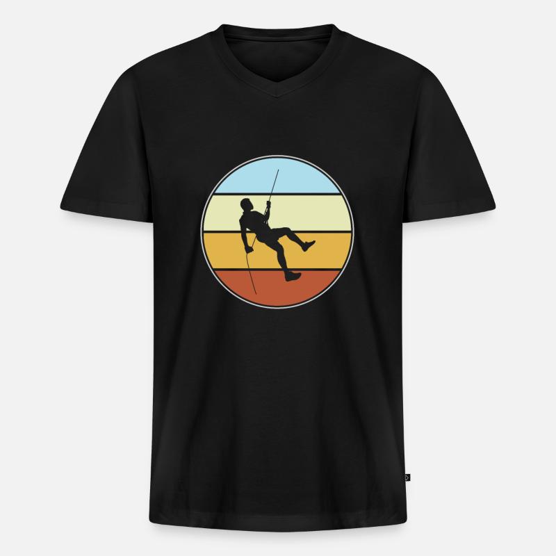 Klettern Retro - Männer Premium Bio T-Shirt mit V-Ausschnitt - Schwarz