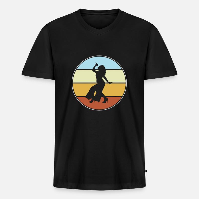 Singen Retro - Männer Premium Bio T-Shirt mit V-Ausschnitt - Schwarz