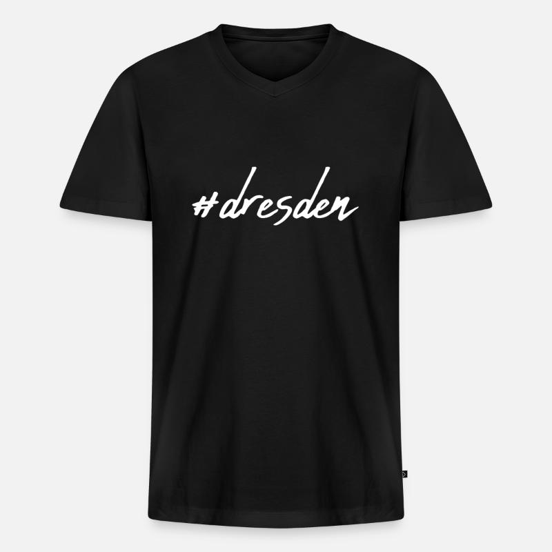 Dresden - Männer Premium Bio T-Shirt mit V-Ausschnitt - Schwarz