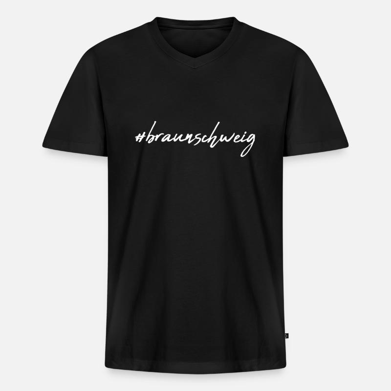 Braunschweig - Männer Premium Bio T-Shirt mit V-Ausschnitt - Schwarz