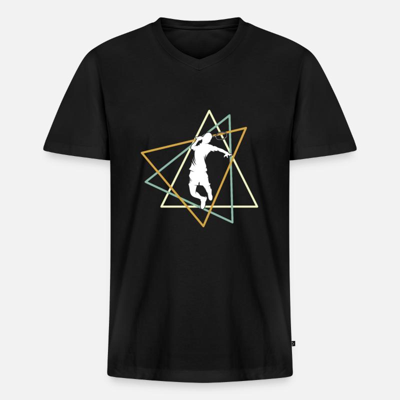 Badminton - Männer Premium Bio T-Shirt mit V-Ausschnitt - Schwarz