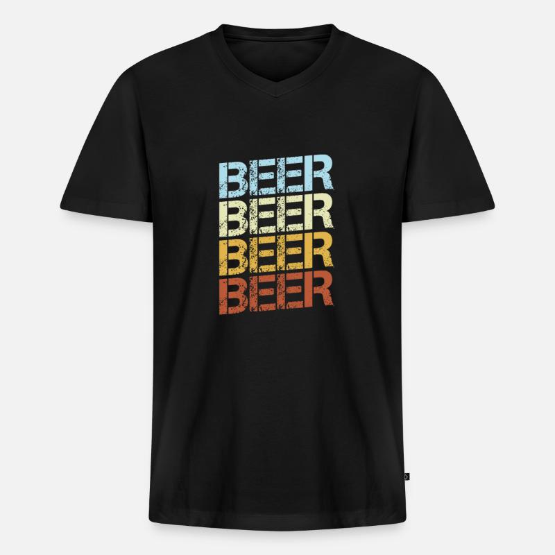 Bier Retro - Männer Premium Bio T-Shirt mit V-Ausschnitt - Schwarz