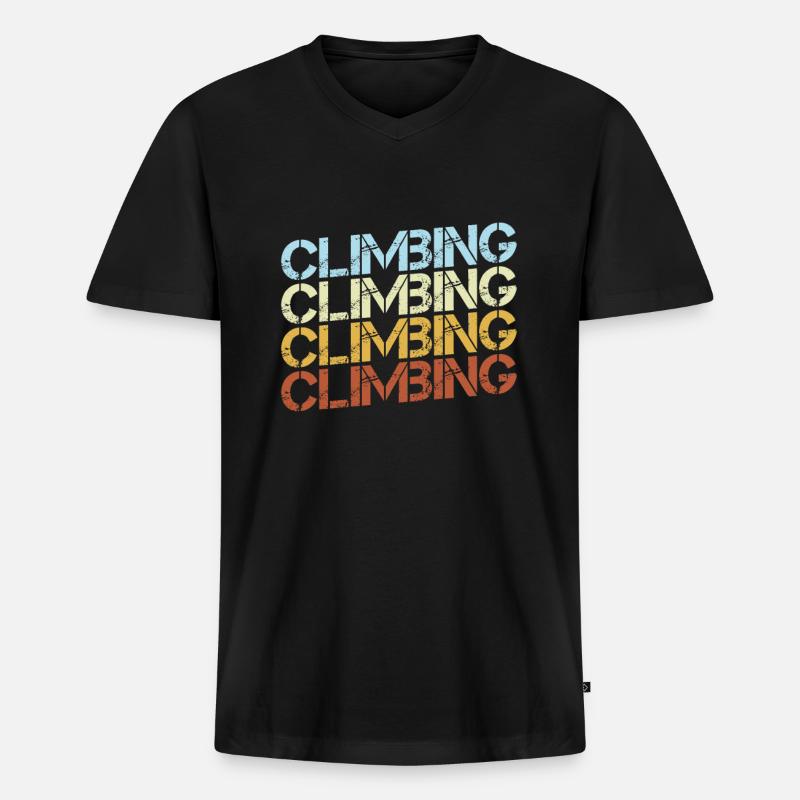 Klettern Retro - Männer Premium Bio T-Shirt mit V-Ausschnitt - Schwarz