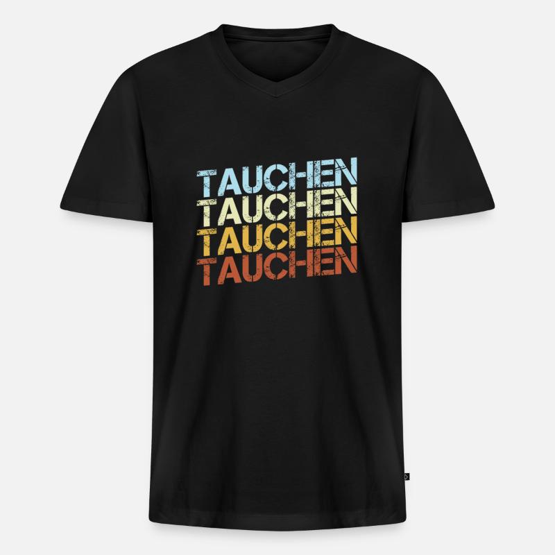 Tauchen Retro - Männer Premium Bio T-Shirt mit V-Ausschnitt - Schwarz