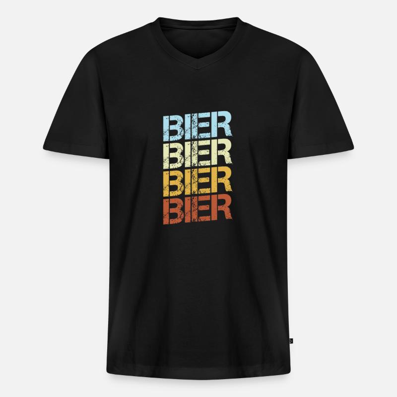 Bier Retro - Männer Premium Bio T-Shirt mit V-Ausschnitt - Schwarz