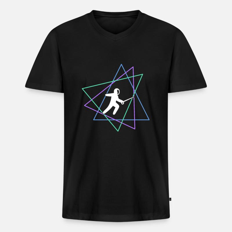 Fechten - Männer Premium Bio T-Shirt mit V-Ausschnitt - Schwarz