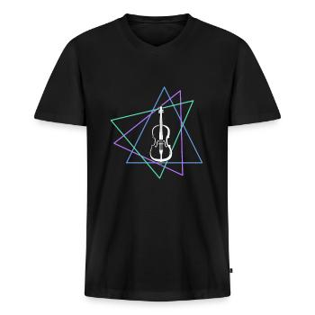 Geige - Männer Premium Bio T-Shirt mit V-Ausschnitt - Schwarz - Vorne - Nico (187cm)