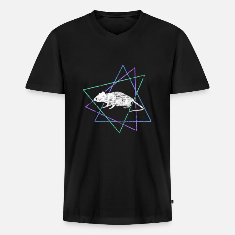 Maus - Männer Premium Bio T-Shirt mit V-Ausschnitt - Schwarz