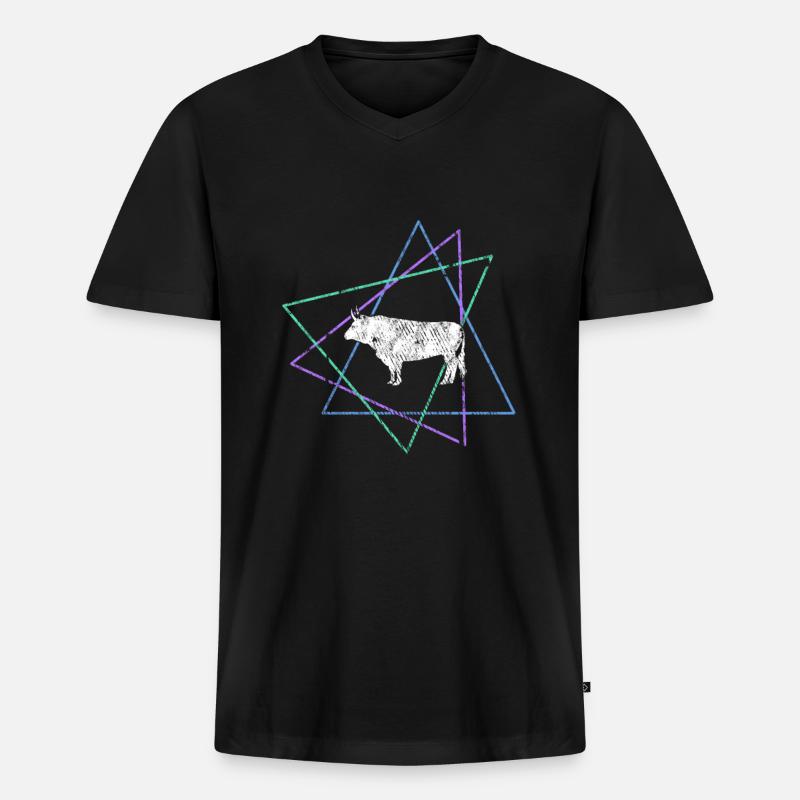 Kuh - Männer Premium Bio T-Shirt mit V-Ausschnitt - Schwarz