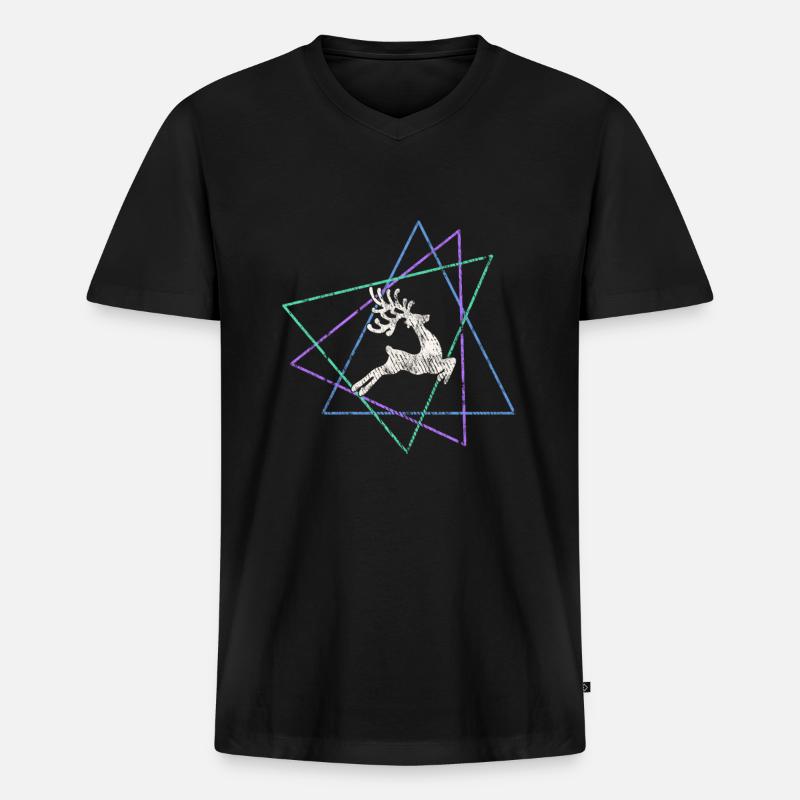 Elch - Männer Premium Bio T-Shirt mit V-Ausschnitt - Schwarz