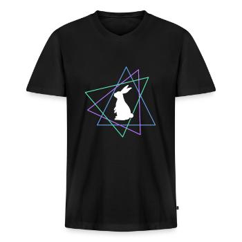 Hare - Men's Premium Organic T-shirt with V-neck - black - Front - Nico (187cm)