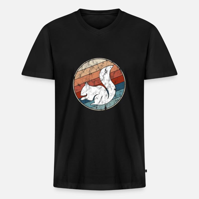 Eichhörnchen Retro - Männer Premium Bio T-Shirt mit V-Ausschnitt - Schwarz