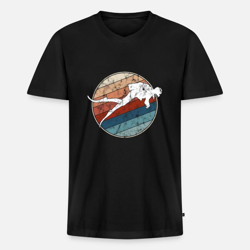 Tauchen Retro - Männer Premium Bio T-Shirt mit V-Ausschnitt - Schwarz