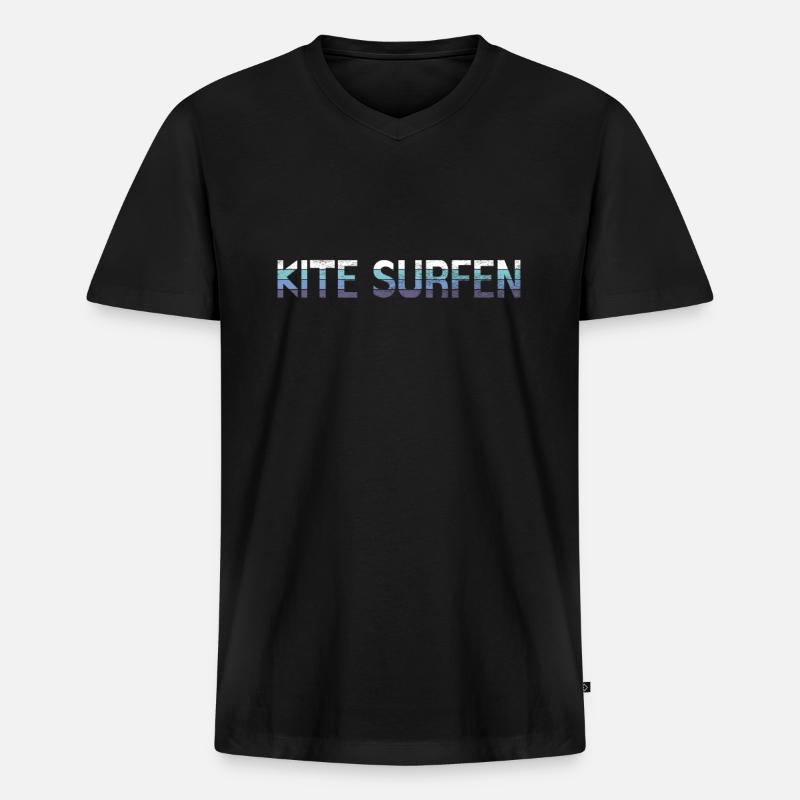 Kite - Männer Premium Bio T-Shirt mit V-Ausschnitt - Schwarz