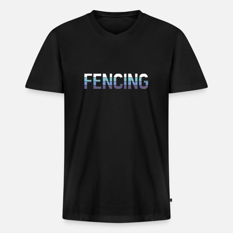 Fechten - Männer Premium Bio T-Shirt mit V-Ausschnitt - Schwarz