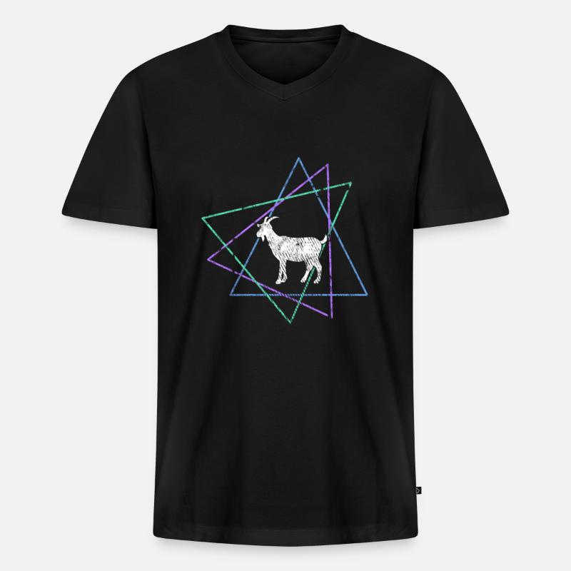 Ziege - Männer Premium Bio T-Shirt mit V-Ausschnitt - Schwarz