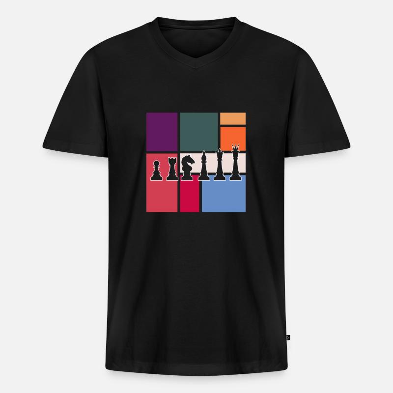 Schach - Männer Premium Bio T-Shirt mit V-Ausschnitt - Schwarz
