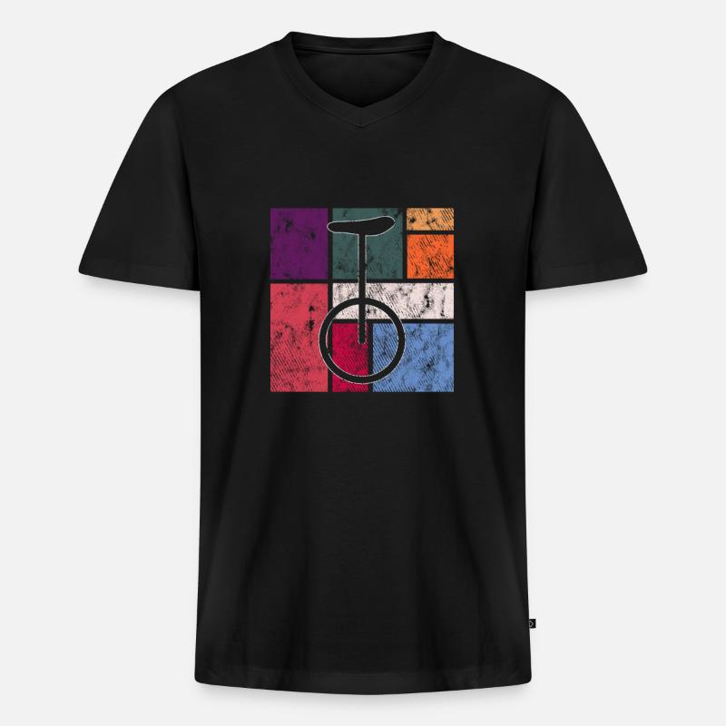 Einrad - Männer Premium Bio T-Shirt mit V-Ausschnitt - Schwarz