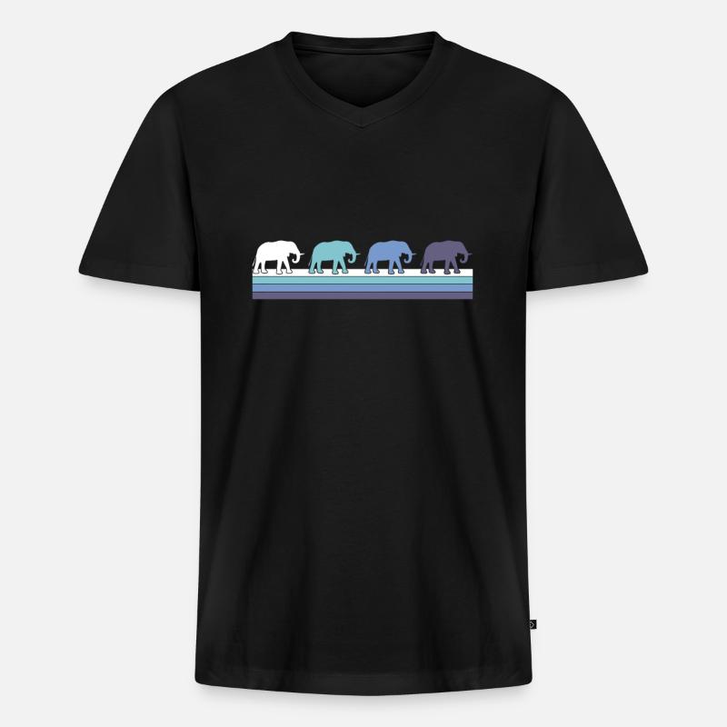Elefant - Männer Premium Bio T-Shirt mit V-Ausschnitt - Schwarz