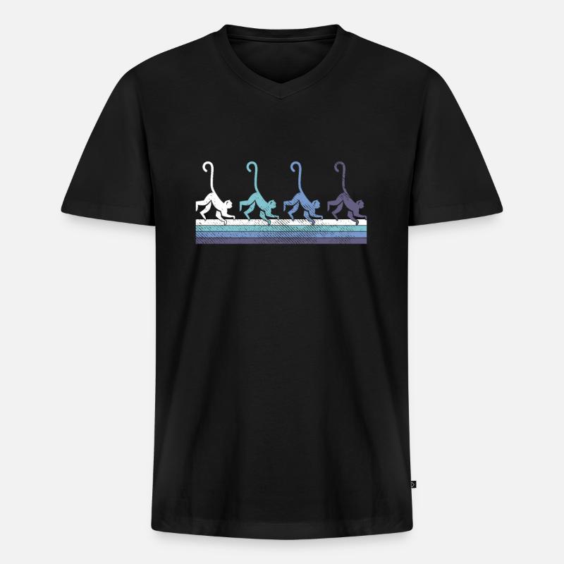 Affe - Männer Premium Bio T-Shirt mit V-Ausschnitt - Schwarz