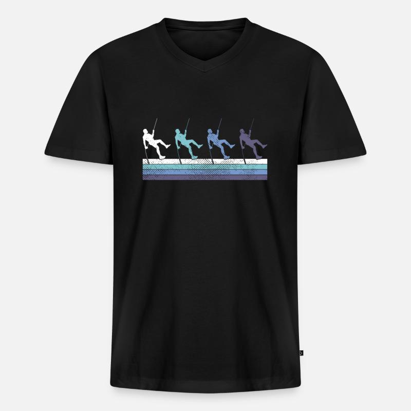 Klettern - Männer Premium Bio T-Shirt mit V-Ausschnitt - Schwarz