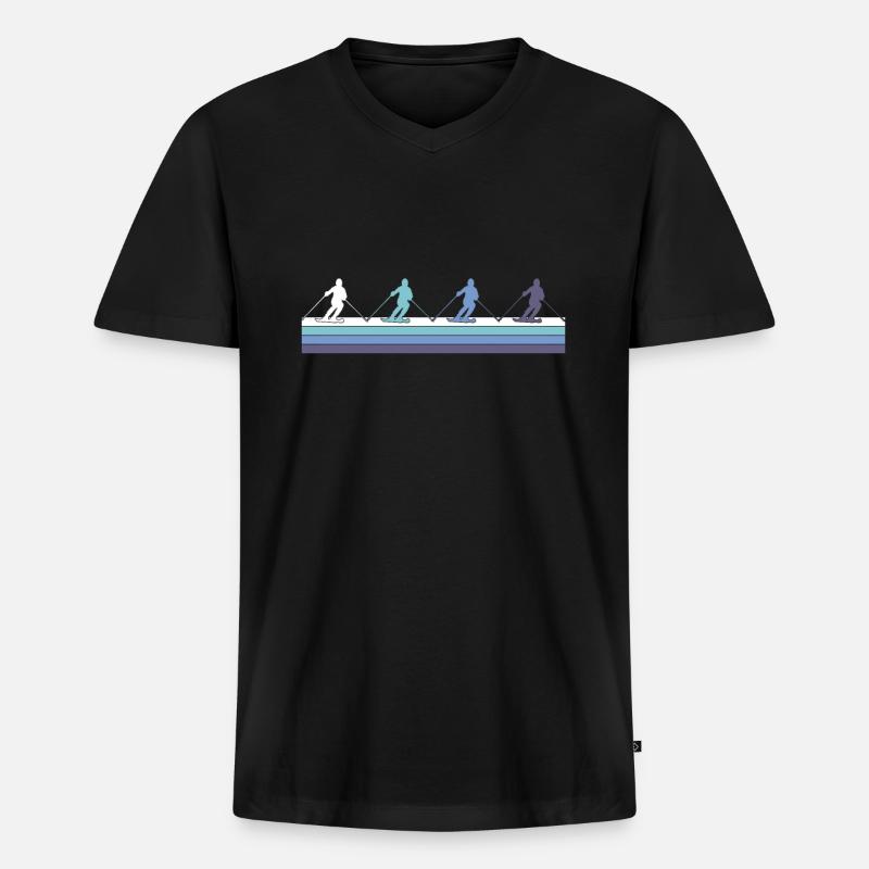 Ski - Männer Premium Bio T-Shirt mit V-Ausschnitt - Schwarz