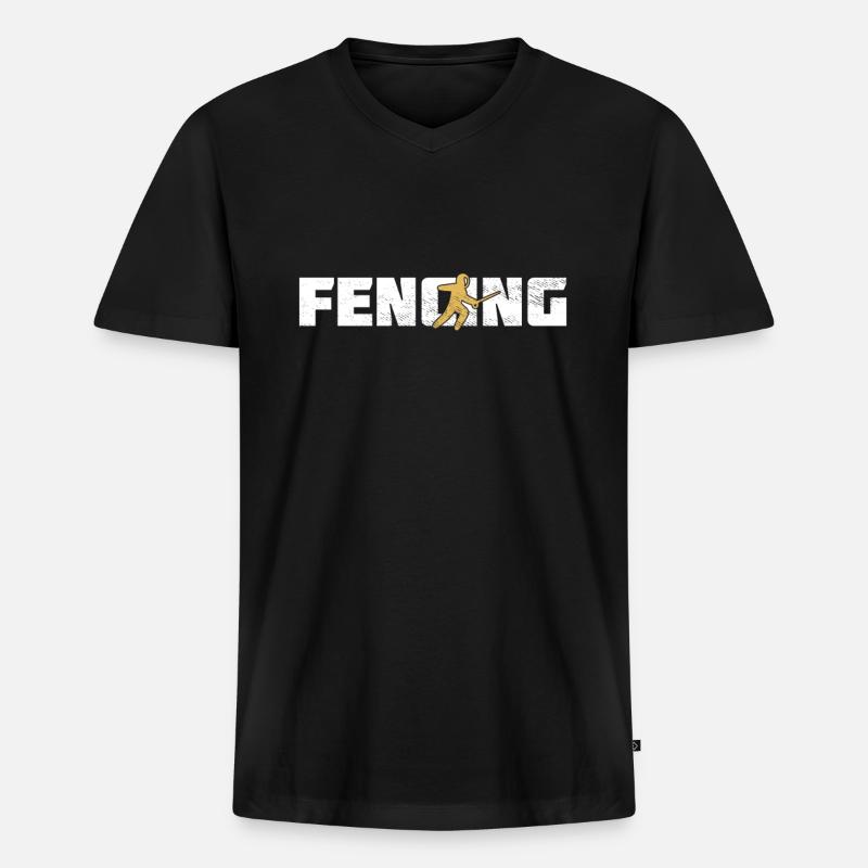 Fechten - Männer Premium Bio T-Shirt mit V-Ausschnitt - Schwarz