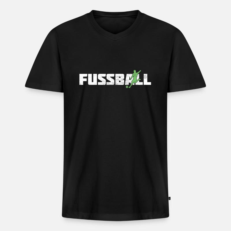 Fußball - Männer Premium Bio T-Shirt mit V-Ausschnitt - Schwarz