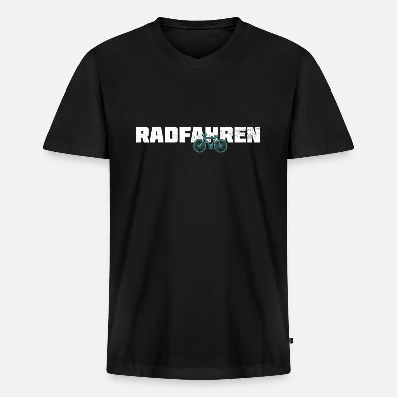Radfahren - Männer Premium Bio T-Shirt mit V-Ausschnitt - Schwarz