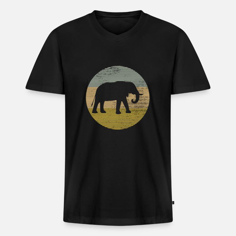 Elefant - Männer Premium Bio T-Shirt mit V-Ausschnitt - Schwarz
