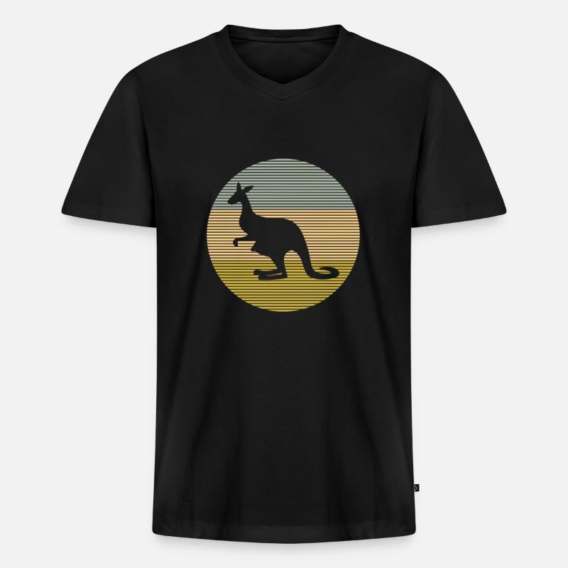 Känguru - Männer Premium Bio T-Shirt mit V-Ausschnitt - Schwarz