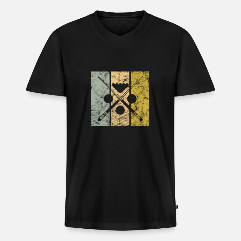 Billiard - Männer Premium Bio T-Shirt mit V-Ausschnitt - Schwarz