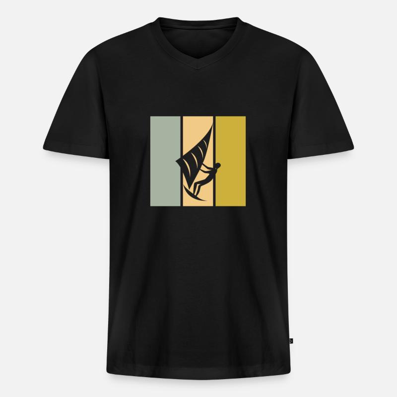Kite - Männer Premium Bio T-Shirt mit V-Ausschnitt - Schwarz