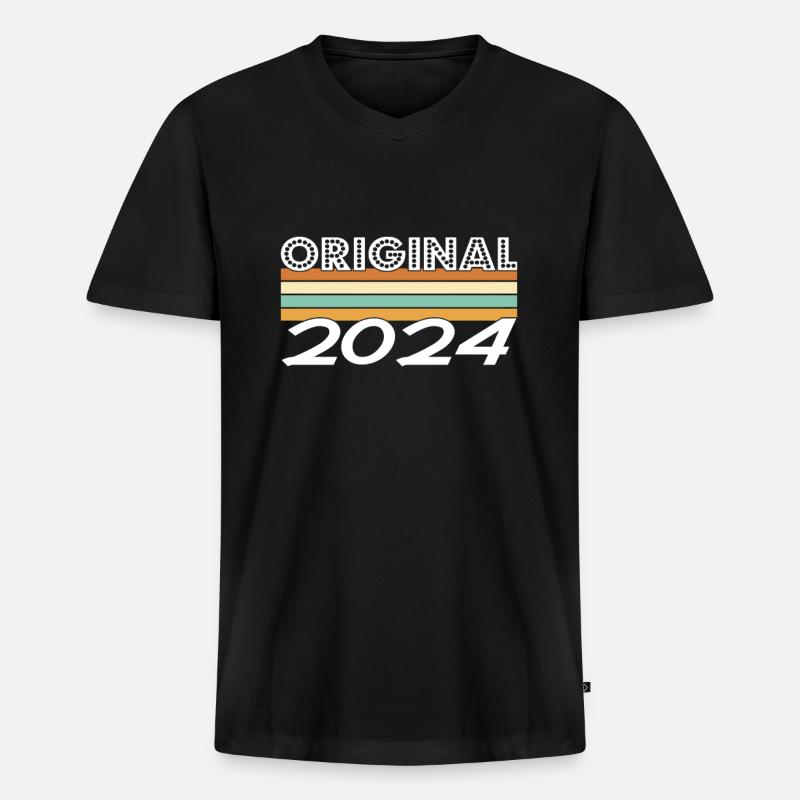 Limited Edition 2024 - Männer Premium Bio T-Shirt mit V-Ausschnitt - Schwarz