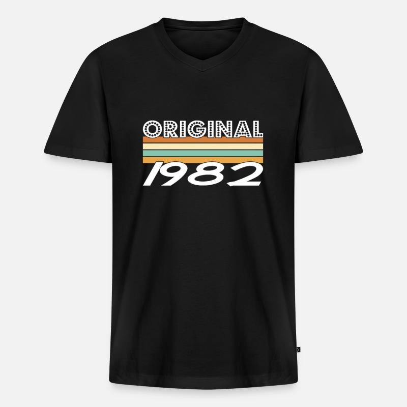 Original 1982 - Männer Premium Bio T-Shirt mit V-Ausschnitt - Schwarz