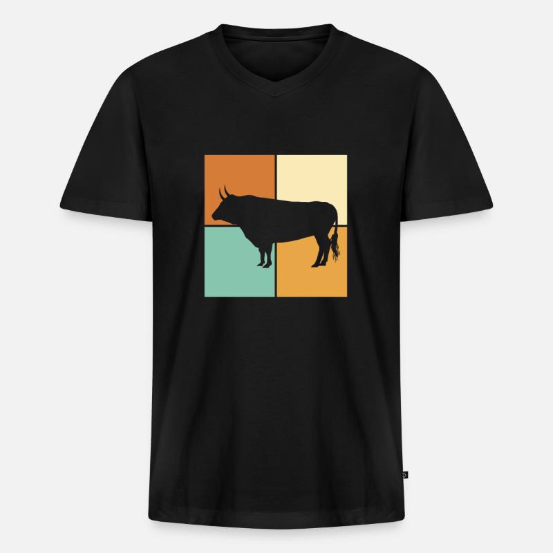 Stier - Männer Premium Bio T-Shirt mit V-Ausschnitt - Schwarz