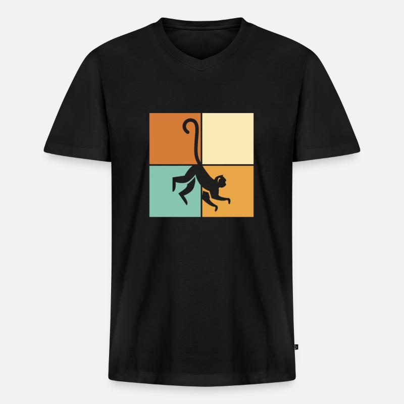 Affe - Männer Premium Bio T-Shirt mit V-Ausschnitt - Schwarz