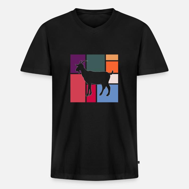 Ziege - Männer Premium Bio T-Shirt mit V-Ausschnitt - Schwarz
