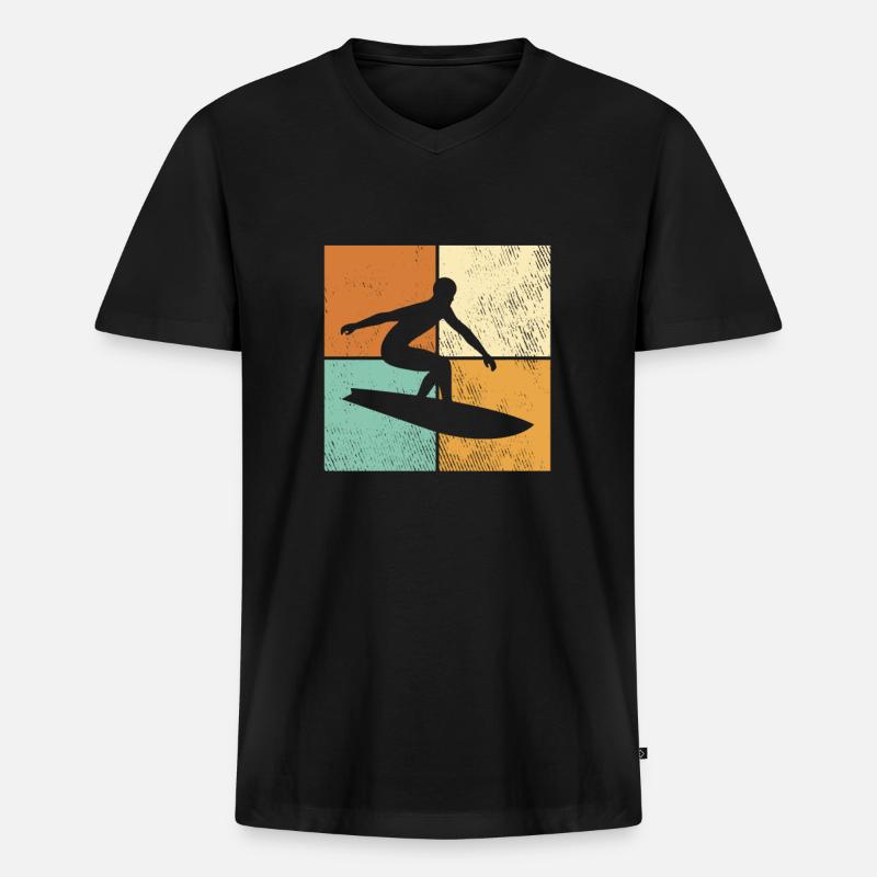 Surfen - Männer Premium Bio T-Shirt mit V-Ausschnitt - Schwarz