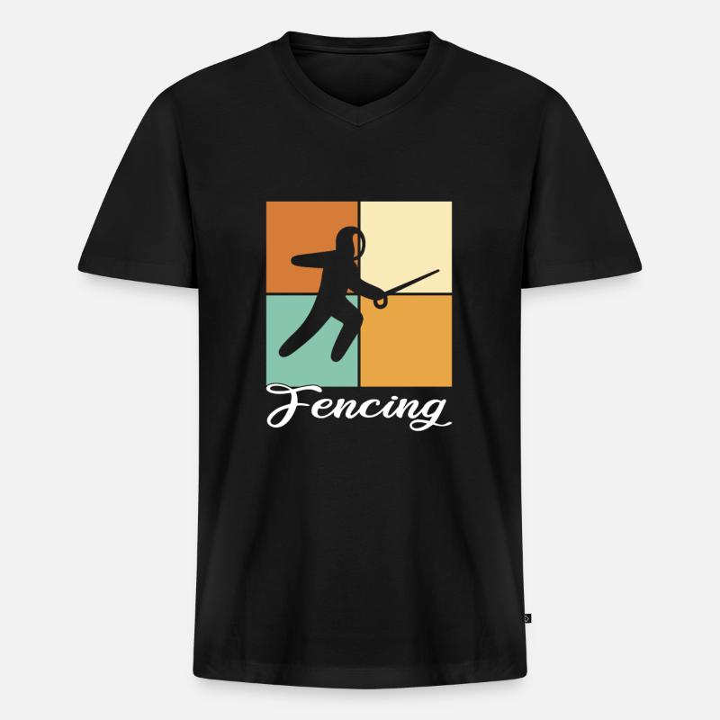 Fechten - Männer Premium Bio T-Shirt mit V-Ausschnitt - Schwarz