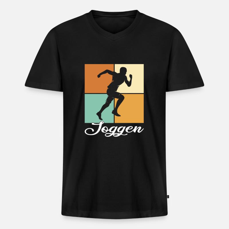 Joggen - Männer Premium Bio T-Shirt mit V-Ausschnitt - Schwarz