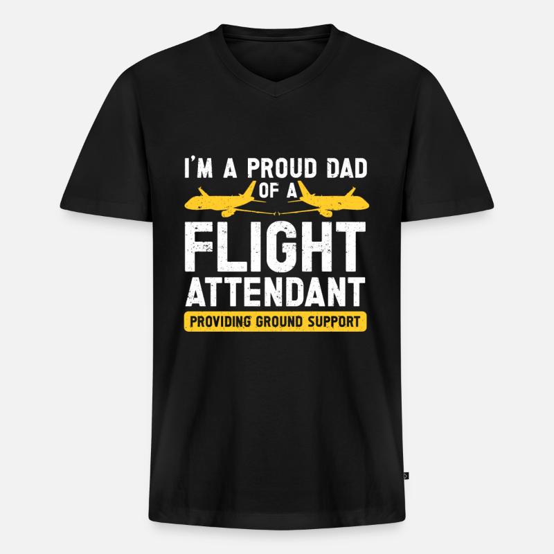 Flugbegleiter Papa Stewardess Flugbegleiter - Männer Premium Bio T-Shirt mit V-Ausschnitt - Schwarz