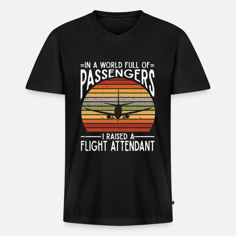 Flugbegleiter Papa Stewardess Flugbegleiter - Männer Premium Bio T-Shirt mit V-Ausschnitt - Schwarz
