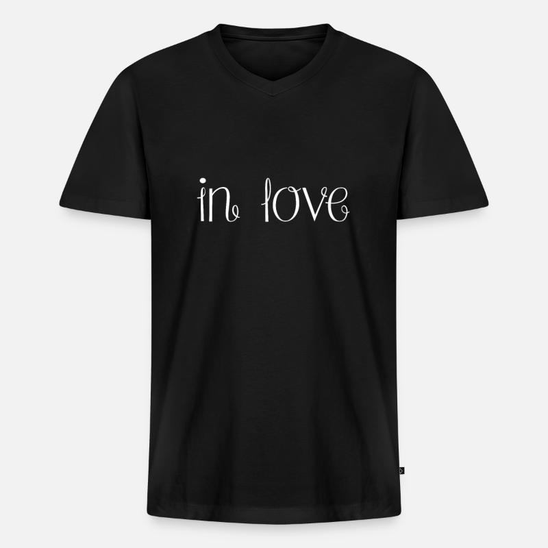 Verliebt - Männer Premium Bio T-Shirt mit V-Ausschnitt - Schwarz