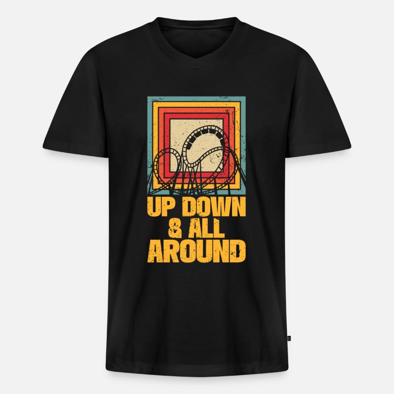 Achterbahnvergnügungspark Achterbahnfahrt - Männer Premium Bio T-Shirt mit V-Ausschnitt - Schwarz