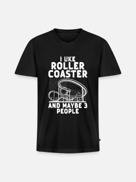 Achterbahnvergnügungspark Achterbahnfahrt - Männer Premium Bio T-Shirt mit V-Ausschnitt - Schwarz