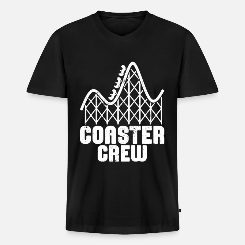 Achterbahnvergnügungspark Achterbahnfahrt - Männer Premium Bio T-Shirt mit V-Ausschnitt - Schwarz