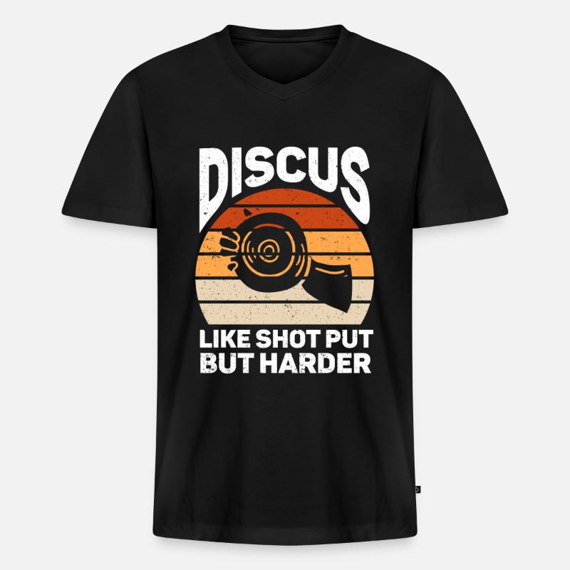 Diskuswerfer Leichtathletik Scheibenwurf - Männer Premium Bio T-Shirt mit V-Ausschnitt - Schwarz