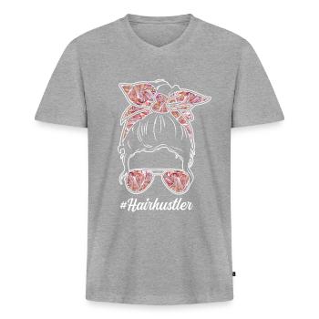Hairstylist Hair Salon Cosmetology - Men's Premium Organic T-shirt with V-neck - heather grey - Front